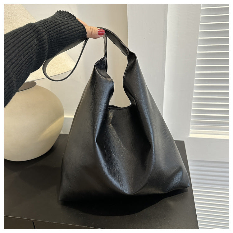 Stylish Large Capacity Shoulder Tote Bag with Magnetic Closure and Soft PU Material for Daily Use