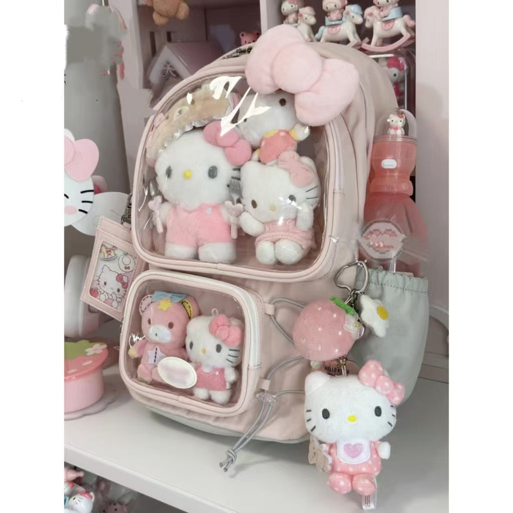 New Backpack Student Lightweight Cute Large Capacity Japanese Schoolbag PVC Pocket Display Design