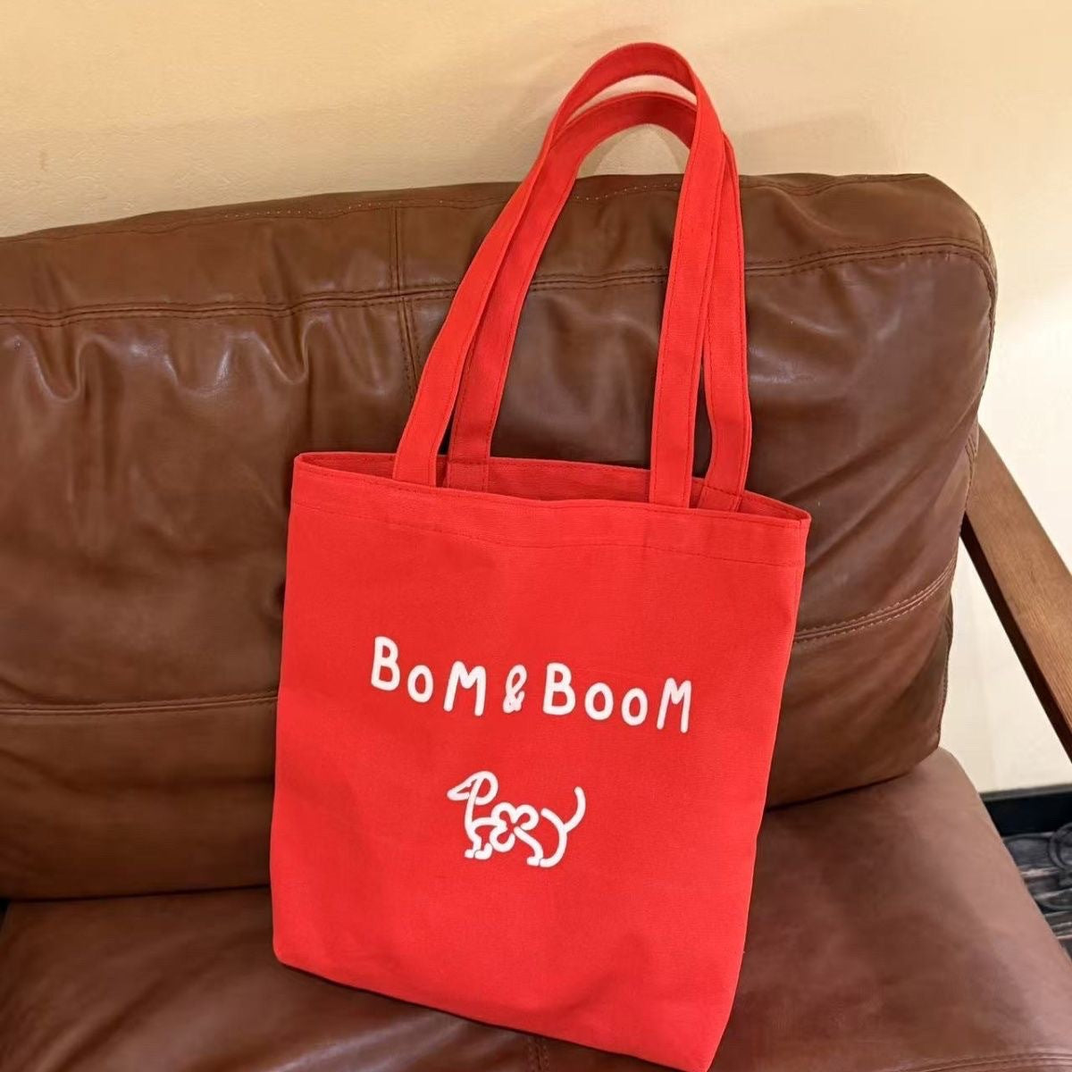 Cute Puppy Printed Tote Bag Letter Design Everyday Joker Fashion Shoulder Bag
