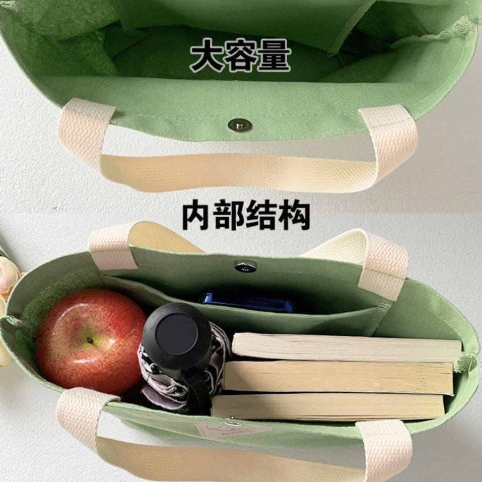 Cute Cartoon Canvas Tote Bag for Daily Use, School, Lunch, and Gift Packaging - Stylish and Practical Handheld Bag