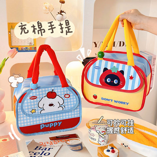 Cartoon Large Capacity Lunch Box Bag Zipper Aluminum Foil Insulation Portable Lunch Bag Work Commuter Portable with Rice Lunch Bag