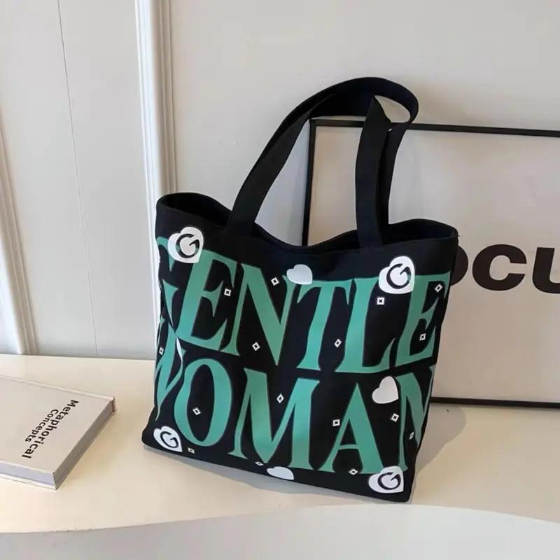 Gentle Woman Print Tote Bag for Women - Stylish Canvas Shoulder Bag with Large Capacity and Fashionable Design