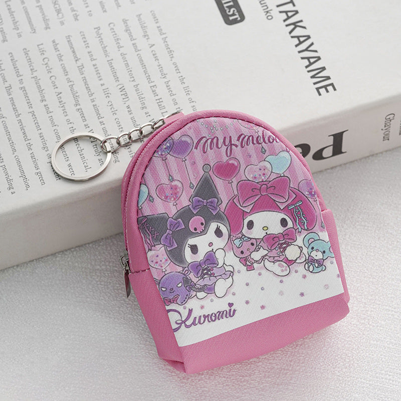Cute Kuromi Mini Backpack Purse with Cartoon Design and Chain Keychain for Kids and Girls