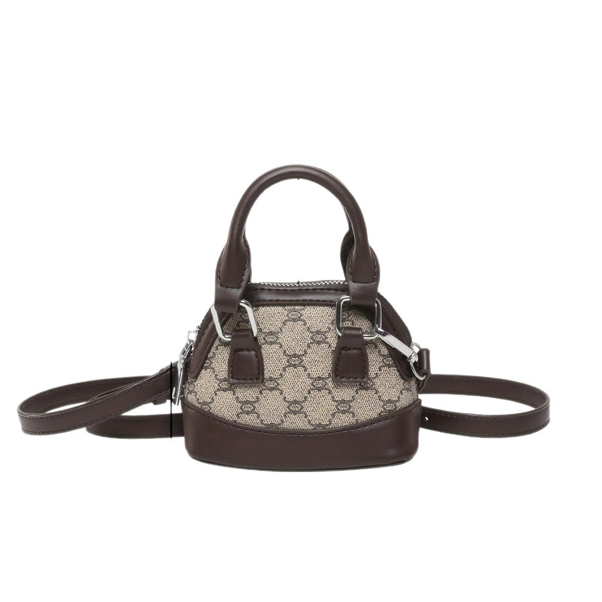 Korean Style Vintage Mini Shell Bag with Letter Pattern and Stitching Details, Casual Crossbody Handbag for Women