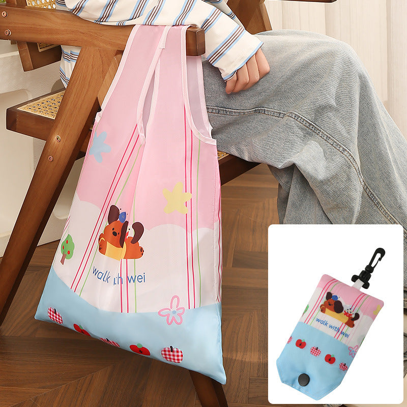 Cartoon Foldable Shopping Bag Portable Portable Large Capacity Supermarket Shopping Eco-friendly Bag Cute Cartoon Tote Bag
