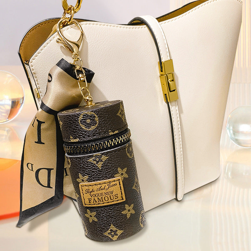 Coin Purse Women's Retro Printing Mini Lipstick Cosmetic Bag New Small Earphone Keychain Bag