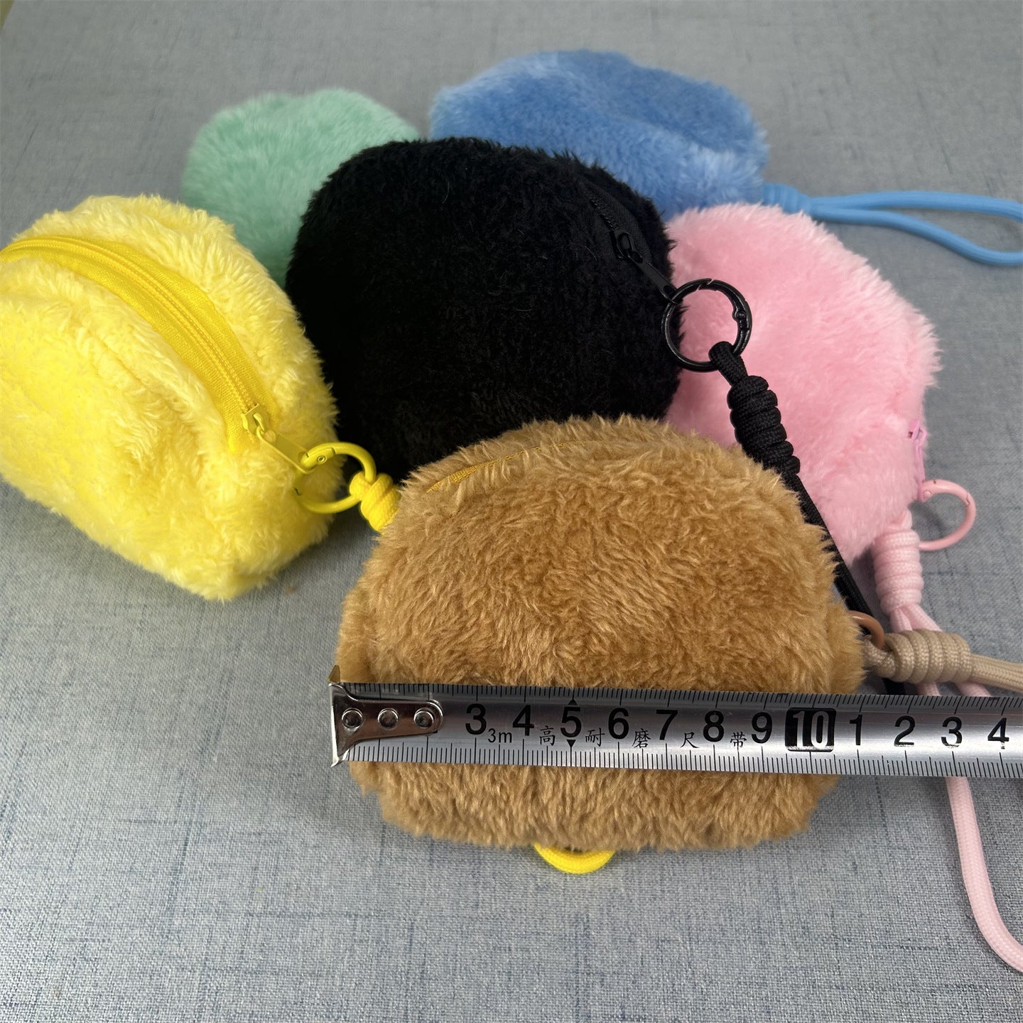 Cute Furry Coin Purse for Kids - Portable Hair Accessories Storage Bag with Zipper and Wrist Strap