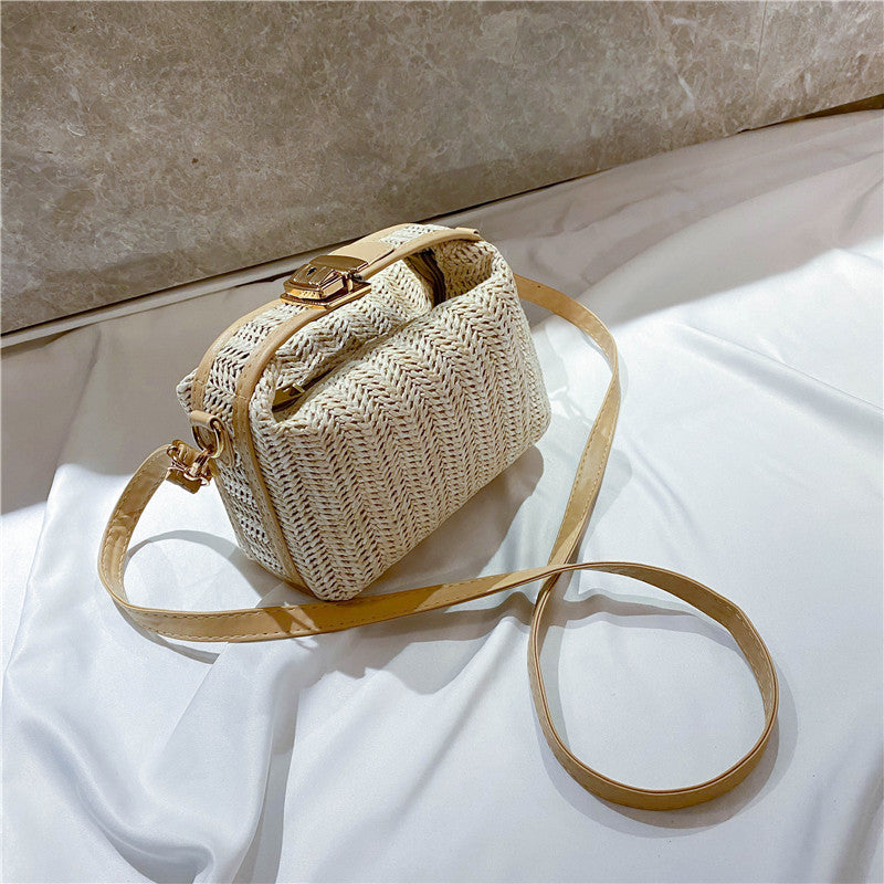 Spring and Summer Small Bags Women's New Fashionable Korean Style All-Match Messenger Bag Simple and Fresh Shoulder Straw-Weaved Handbag