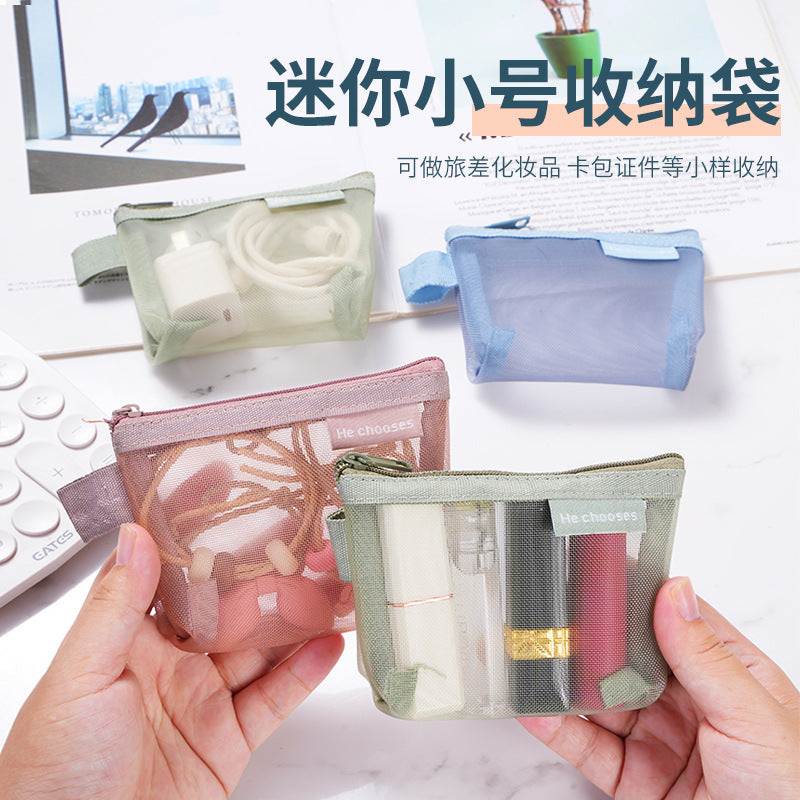 Coin Purse Simple Nylon Three-Dimensional Triangle Mesh Large Capacity Key Earphone Bag Transparent Buggy Bag