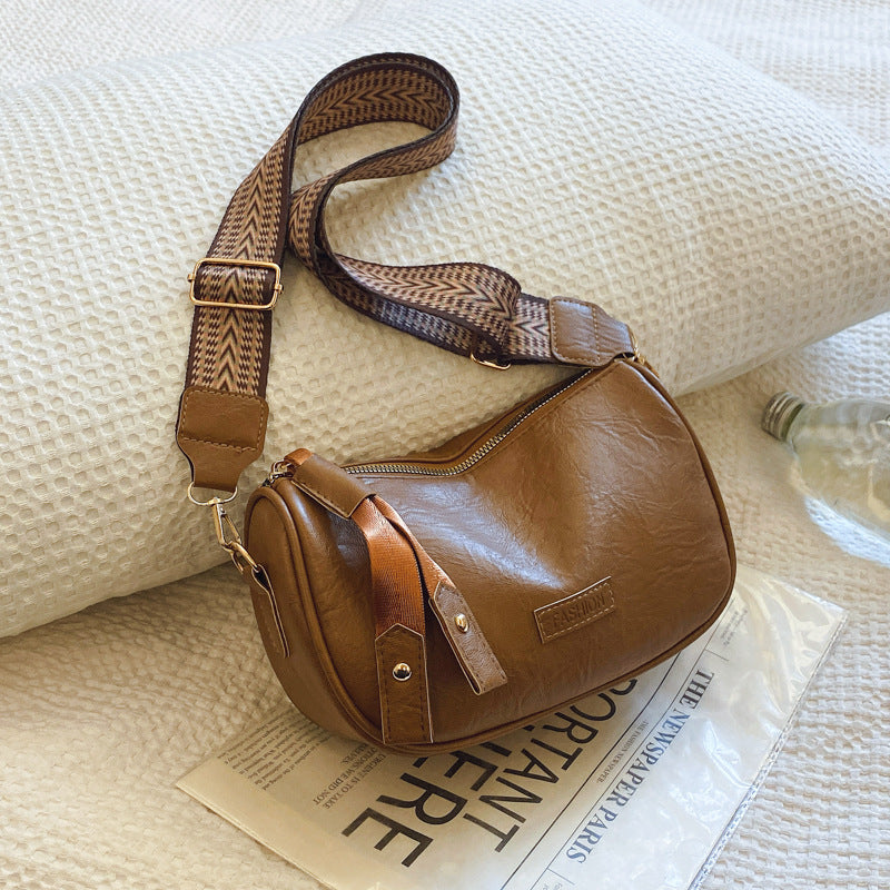 Boston Bag Women's New Retro Shoulder Messenger Solid Color Pillow Bag