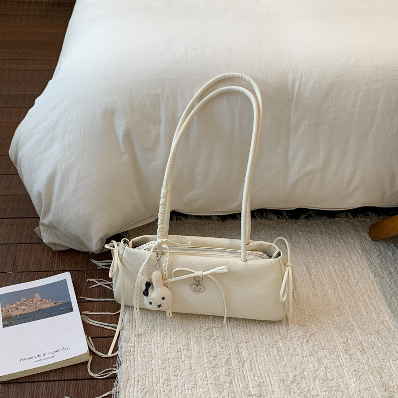Cute Korean Style Crossbody Bag with Bow Detail for Women, Soft PU Material, Minimalist and Sweet Design Perfect for Daily Use