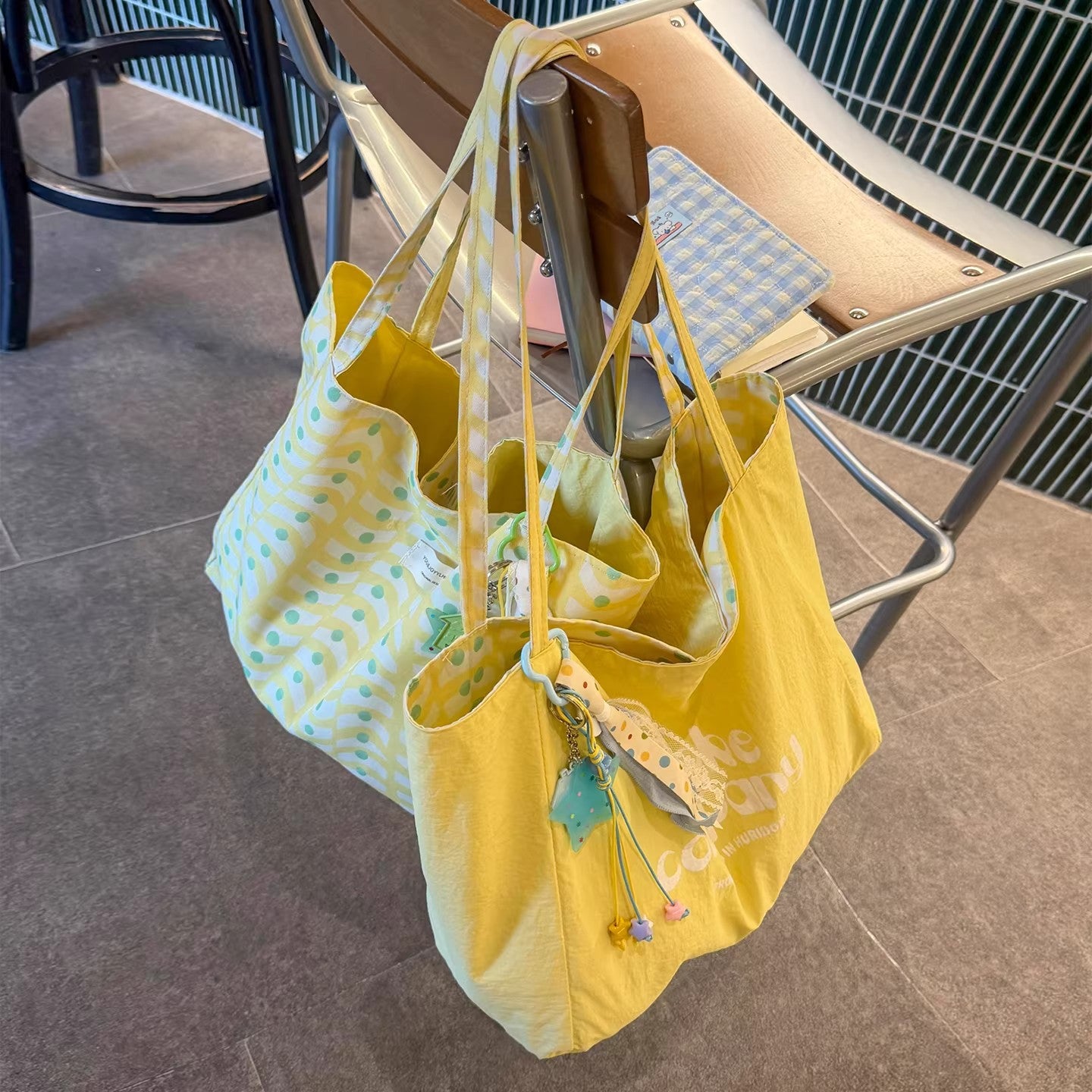 Korean Style Duplex Printing Canvas Tote Bag Female College Style Large Capacity Commuter Shoulder Bag