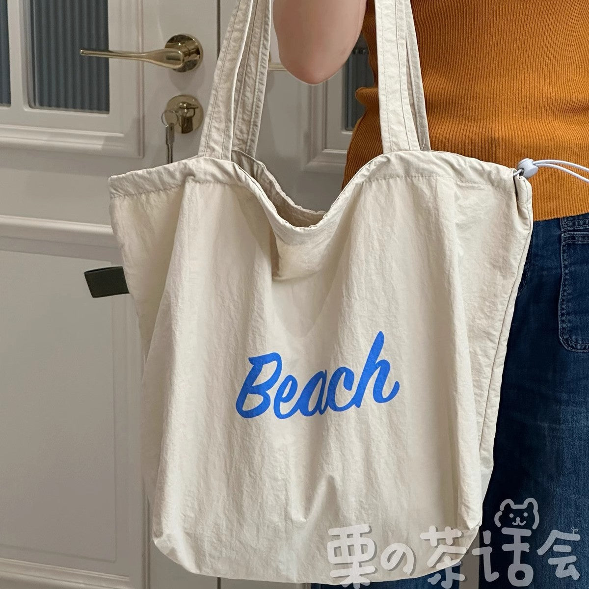 New Nylon Drawstring Tote Bag Printing Design Suitable for Daily Travel Travel Commuting Large Capacity Shoulder Bag