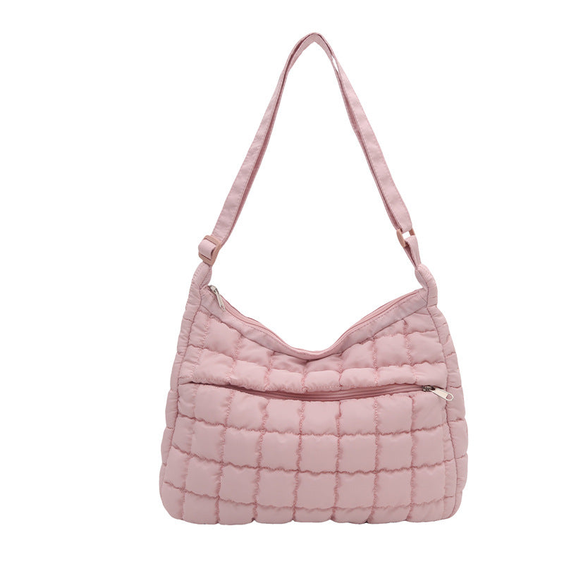 Pleated Cloud Bag Women's Fashion One-Shoulder Portable Dumpling Bag Large Capacity down Crossbody Cotton Jacket Bag