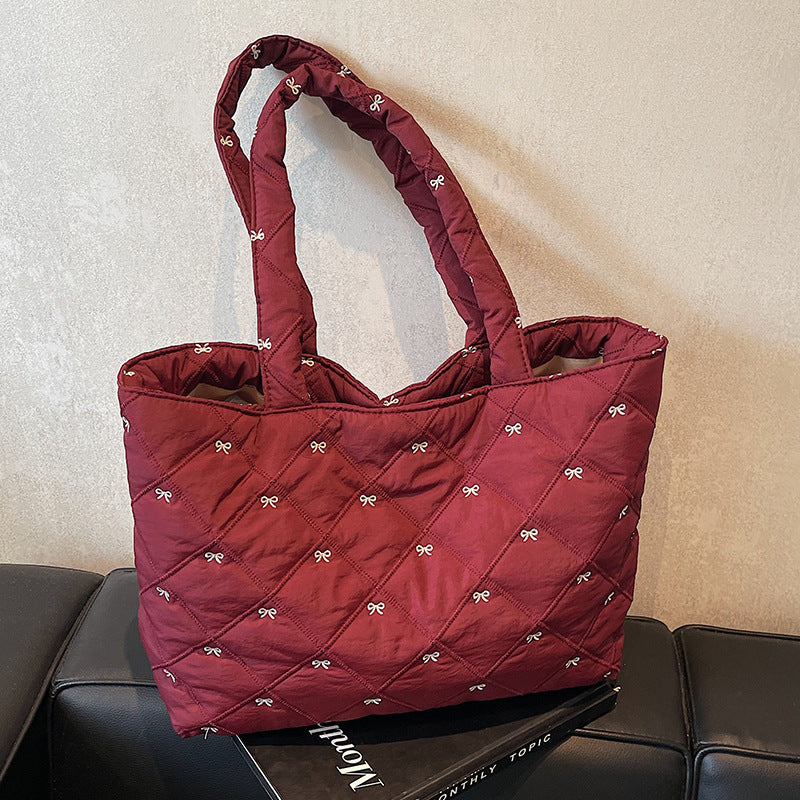 Commuter Tote Women's Idle Style New Single Shoulder Messenger Bag Casual Cotton Jacket Bag Underarm Bag