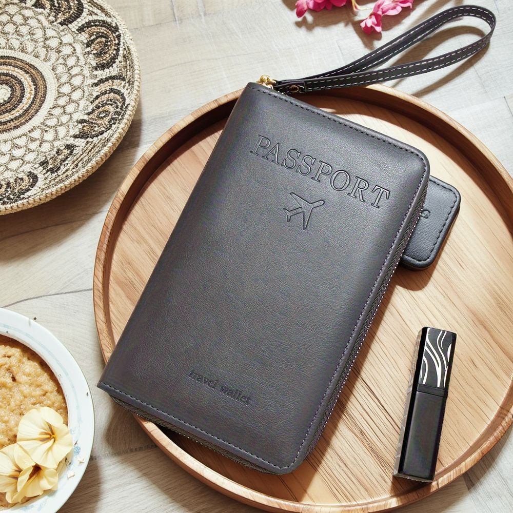 Elegant RFID Travel Wallet with Zipper Design for Passport and Ticket Storage, Anti-Theft & Expandable Organizer