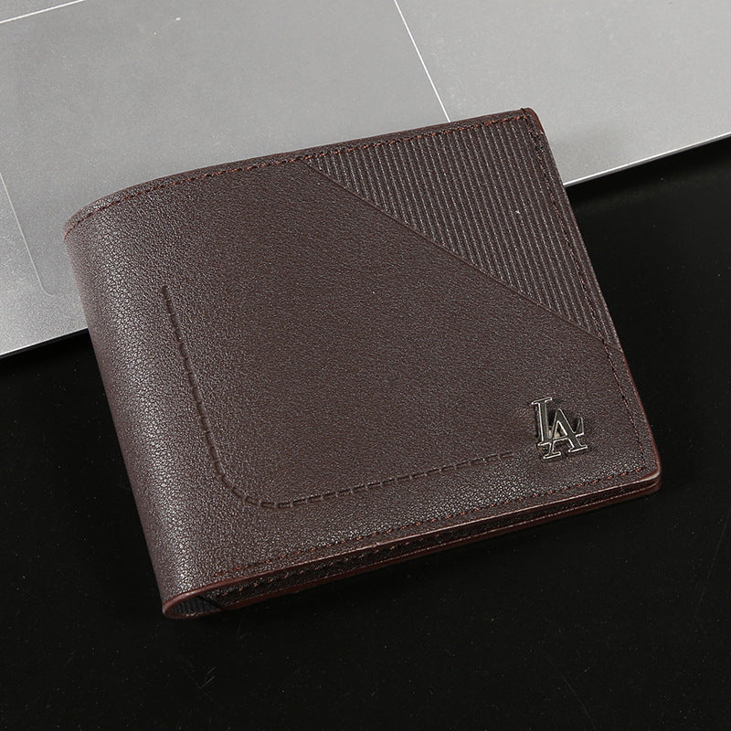 Elegant Men's Short Wallet with Multiple Card Slots, Durable PU Leather, VintageŷÃÀ Style with Stitching Detail