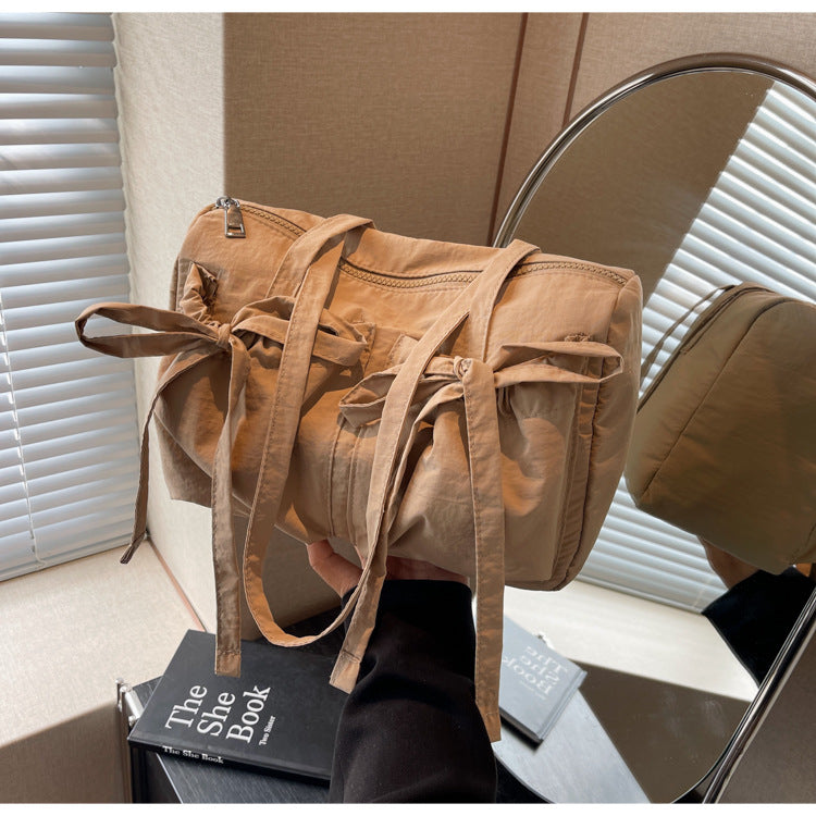 Korean Style Sweet Bow Pleated Large Capacity Totes Lazy Shoulder Bag Women's Everyday Joker Fashion Style