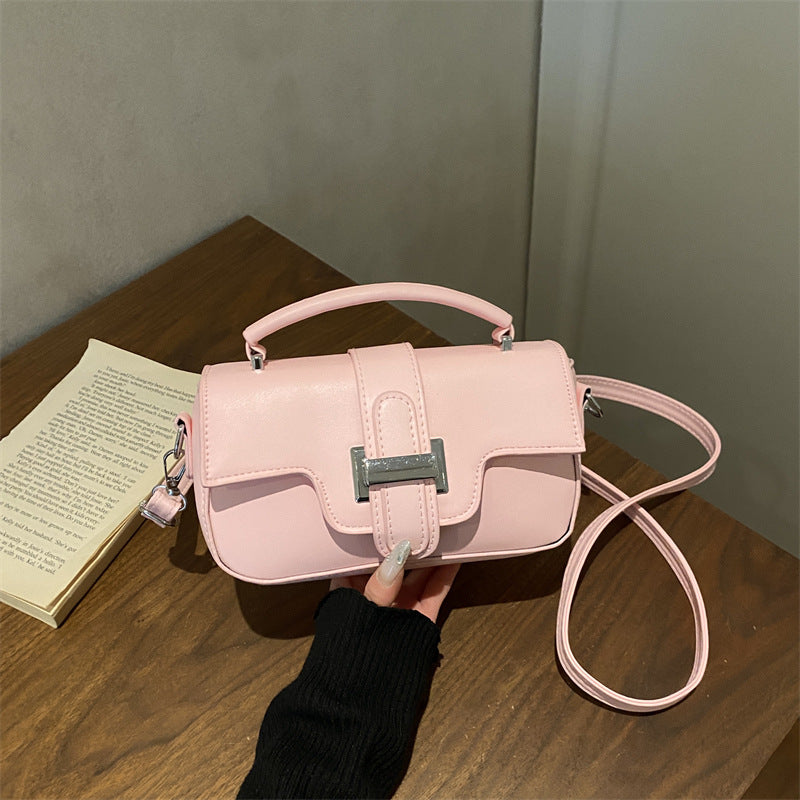 Trendy Western Style Belt Buckle Fashionable Spring New Light Luxury Commute Leisure Single Shoulder Crossbody Portable Small Square Bag for Women