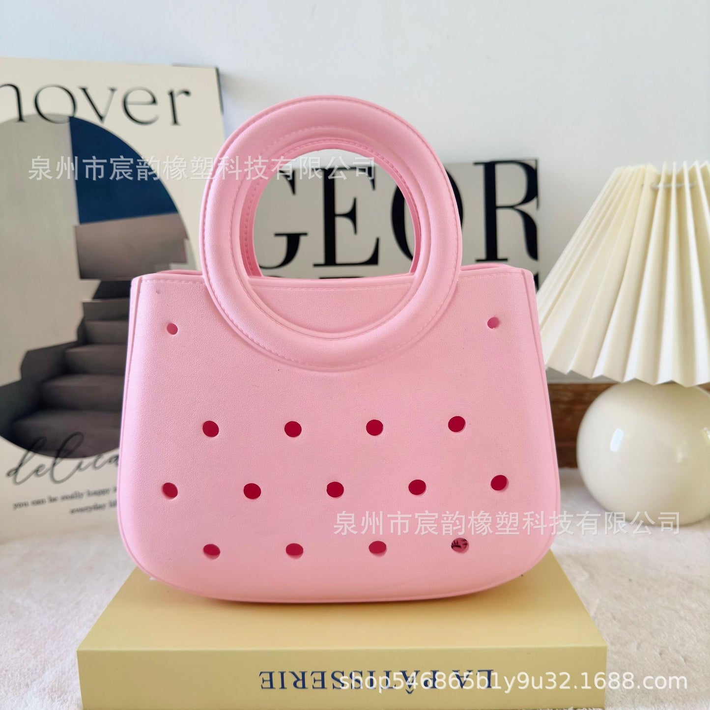Eva Beach Bag Outdoor Seaside Vacation Ring Handbag Large Capacity Breathable Women's Shoulder Hole Bag