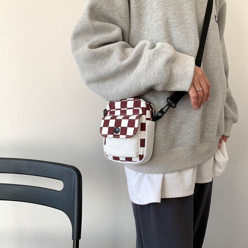 New Retro Color Plaid Bag Women's Simple Trendy College Style Messenger Bag
