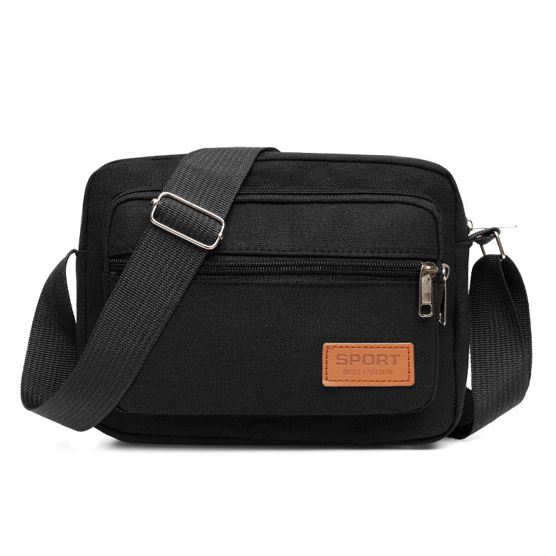 Men's Urban Simple Canvas Shoulder Bag Unisex Breathable Messenger Bag Multi-Pocket Adjustable Shoulder Strap Commuter Phone Bag