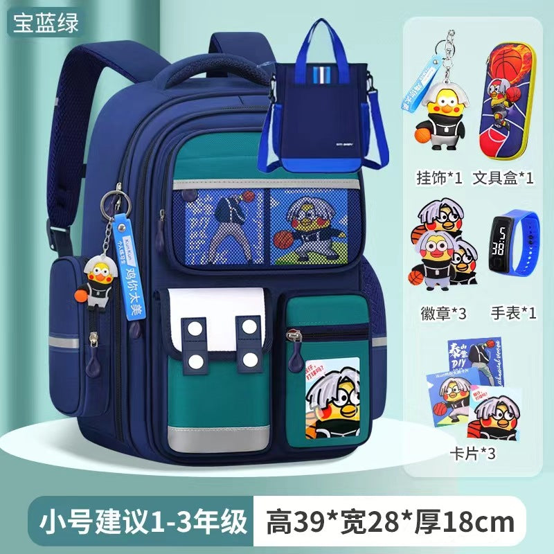 Cartoon Children's Schoolbag Burden-Reducing Spine Protection Large Capacity Breathable Waterproof