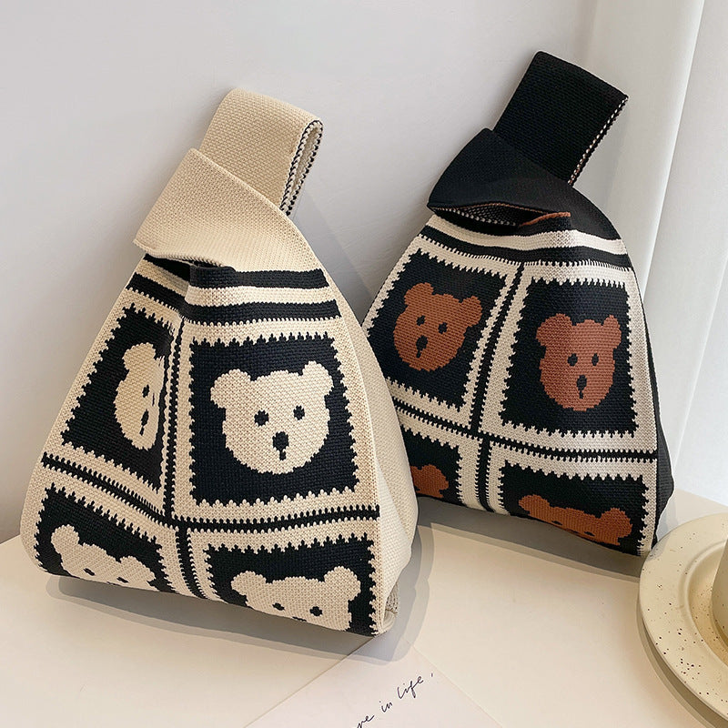 Vest Bag Women's Korean Knitted New Year Knitted Bag Hand Bag Knitted Oblique Bag