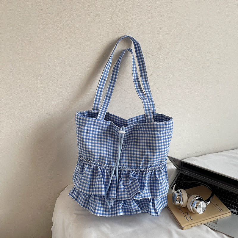 Tote Cloth Bags Women's New Commuter Plaid Fashion Simple Large Capacity Shoulder Bag