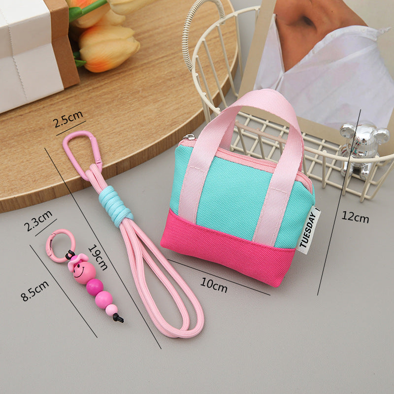 Dopamine Pink Mini Handbag Earphone Bag Storage Box USB Cable Protection Sleeve Organizing Folders Change Card Bag Fashion