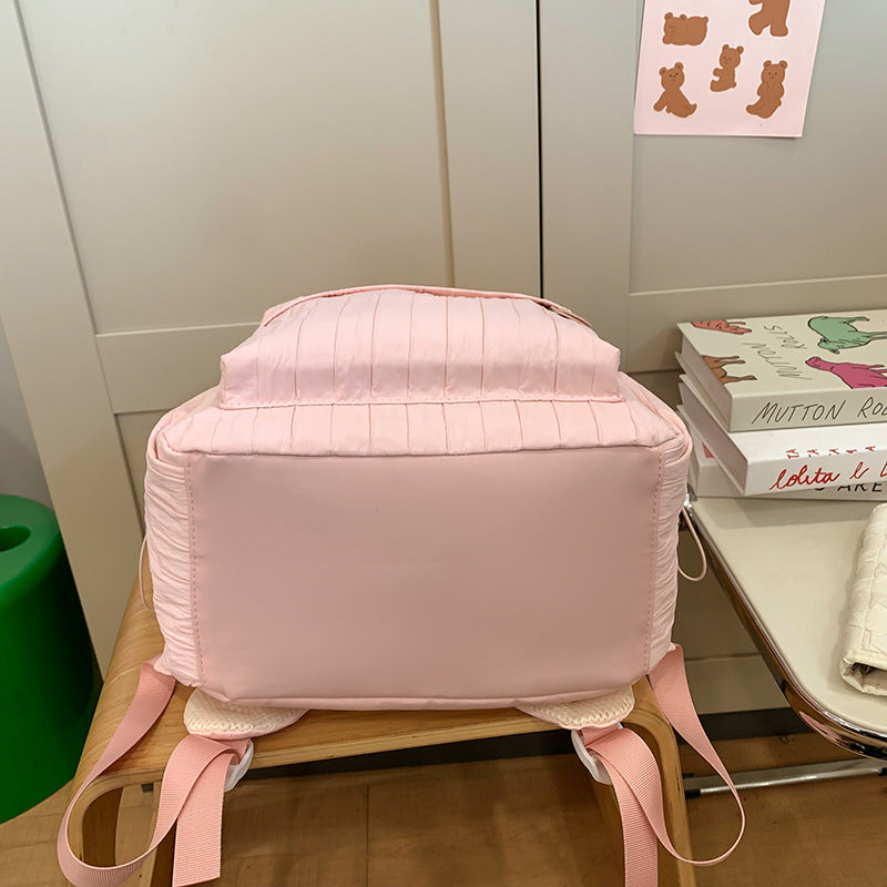 Junior High School Students Girl's Schoolbag Girls Pure Color All-Matching Large Capacity Backpack Small Fresh Travel Lightweight Backpack