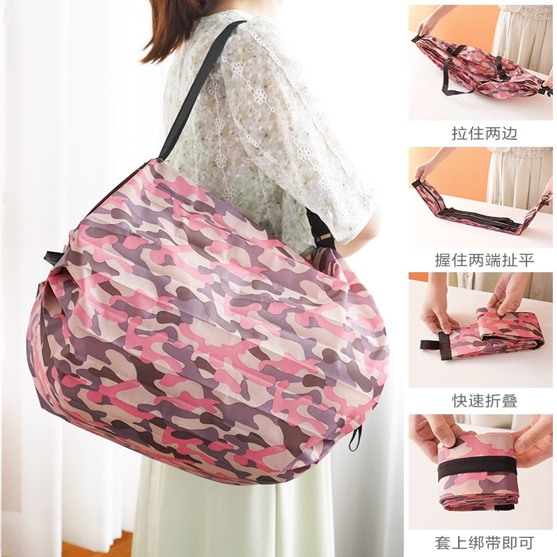Foldable Large Capacity Shopping Bag One Shoulder Portable Environmental Protection Travel Thick Fashion Shopping Bag