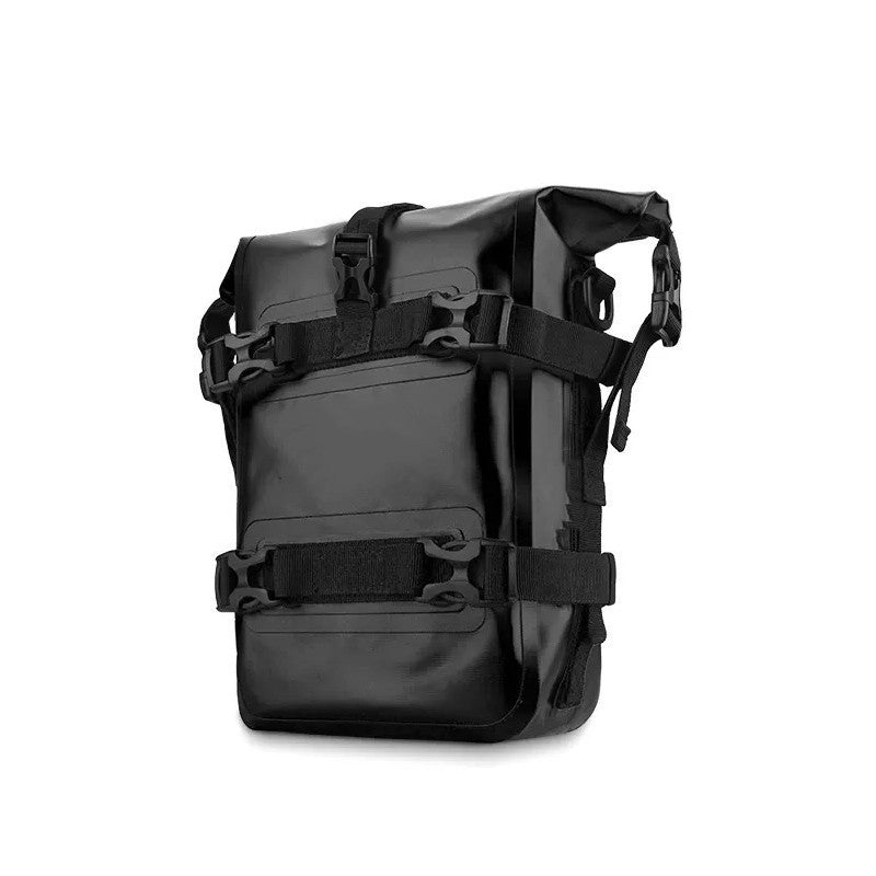 Waterproof Motorcycle Bumper Bag with Roll-Top Design, Large Capacity PVC Saddlebag for Riding