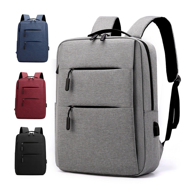 New Simple Business Commute Neutral Solid Color Nylon Sewing Line Universal Backpack for Men and Women