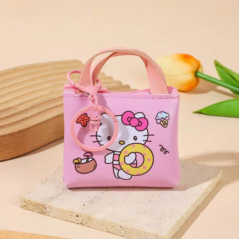 Cute Cartoon Rabbit Mini Wallet with Zipper and Keychain for Kids and Teens - Stylish Daily Coin and Card Holder