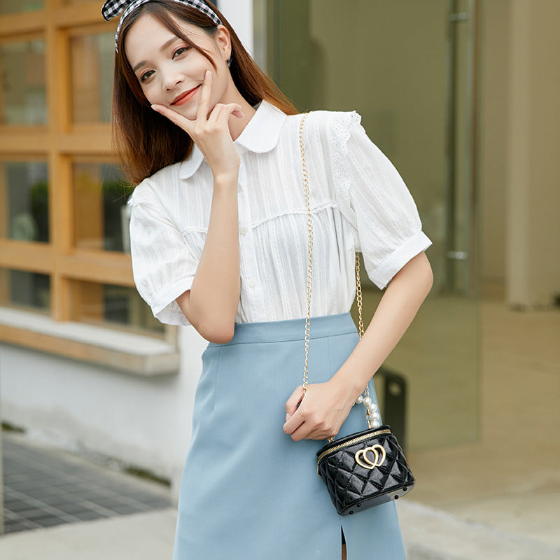 Fashion Mini Small Bag New Rhombus Bucket Gel Bag Pairs of Love Decorative Small Bag Shoulder Crossbody Women's Bag
