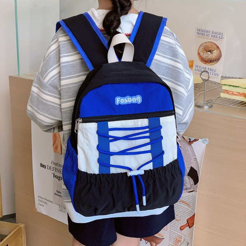New Kindergarten Color Matching Backpack Boys and Girls Outdoor Casual and Lightweight Versatile Large Capacity Schoolbag