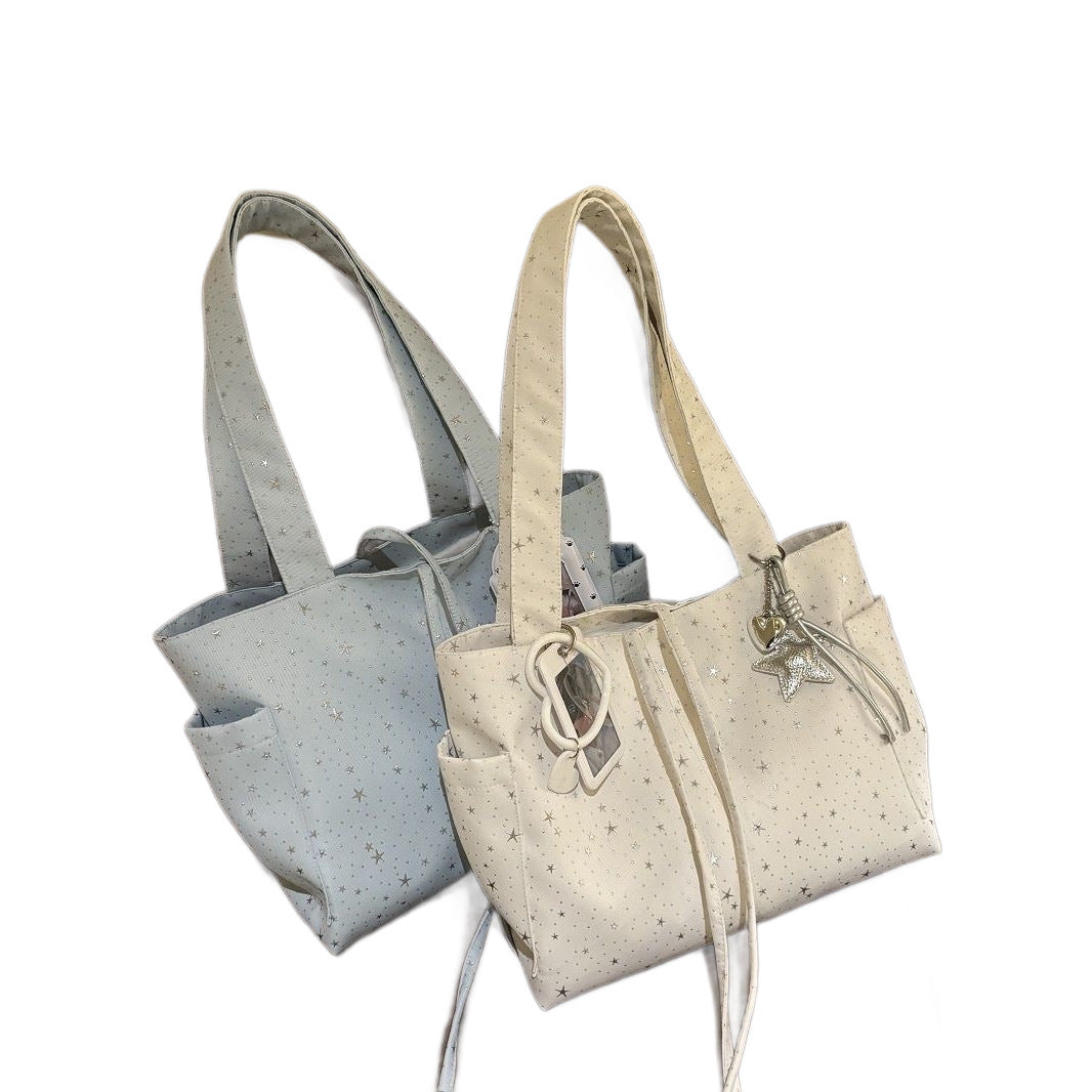 Women's Shoulder Bag Korean Style XINGX Rhinestone Canvas Tote Bag Large Capacity Shoulder Portable Commute Leisure Travel Versatile