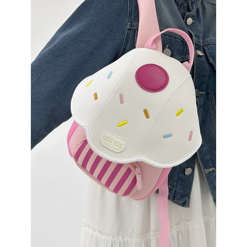 Cute Mushroom-Shaped Mini Backpack for Kids with Fun Sprinkle Design and Soft PU Material