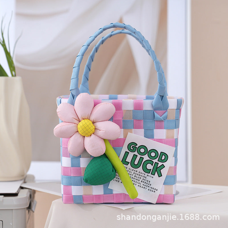 Dopamine Color Gift Bag Large Capacity Portable Vegetable Basket Crossbody Outdoor All-Matching Handbag Fashion