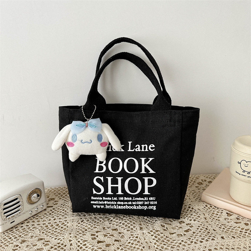 Minimalist Canvas Tote Bag with Book Shop Print for Daily Use and Commuting