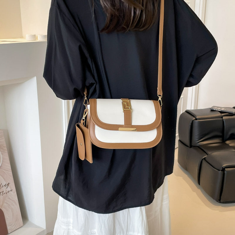 Simple Retro Patchwork Small Square Bag Women's Summer New Good-looking Fashion Korean Style Western Style Shoulder Messenger Bag
