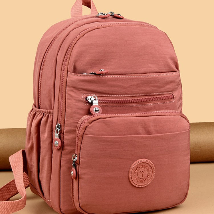 Lightweight Breathable Nylon Backpack for Travel and School, Fashionable Street Style with Multiple Pockets and Zipper Closure