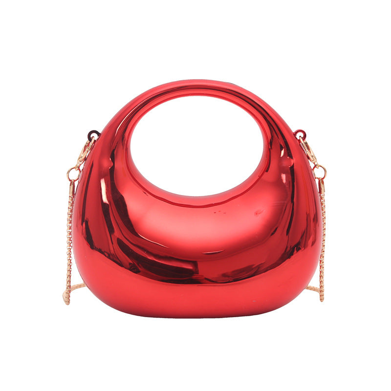 Trendy New Dinner Bag Women's Fashion Handbag Moon Bag Simple Solid Color Chain Messenger Bag Shoulder Bag