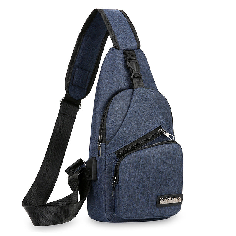 Chest Bag Men's Crossbody Bag Canvas Shoulder Bag Men's Korean-Style Fashionable Crossbody Chest Pack Casual Backpack