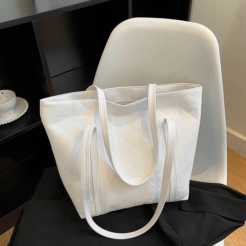 New Fashion Simple Large Capacity Totes Women's Geometric Stitching Design Everyday Joker One Shoulder Underarm Bag