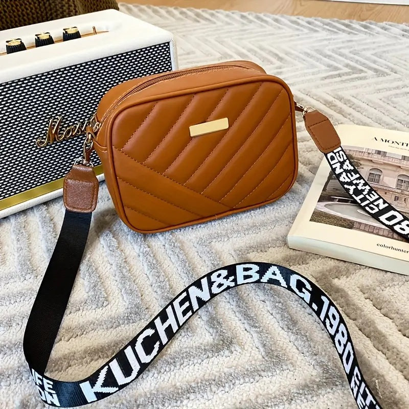 Stylish Quilted Crossbody Bag for Women with Trendy Printed Strap and Compact Design Perfect for Daily Use