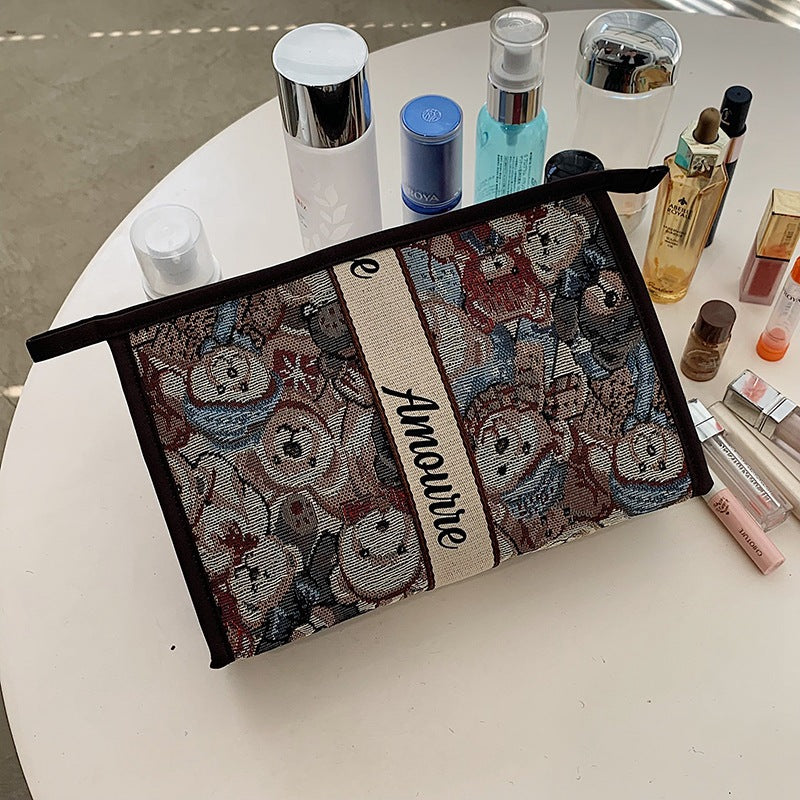 Cosmetic Bag Female Cartoon Bear Large Capacity Portable Good-looking Travel Skincare Storage Bag
