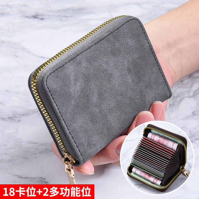 Women's Wallet Anti-Degaussing Expanding Card Holder 18 Card Position Zipper Coin Purse Daily Multi-Functional Credentials Storage