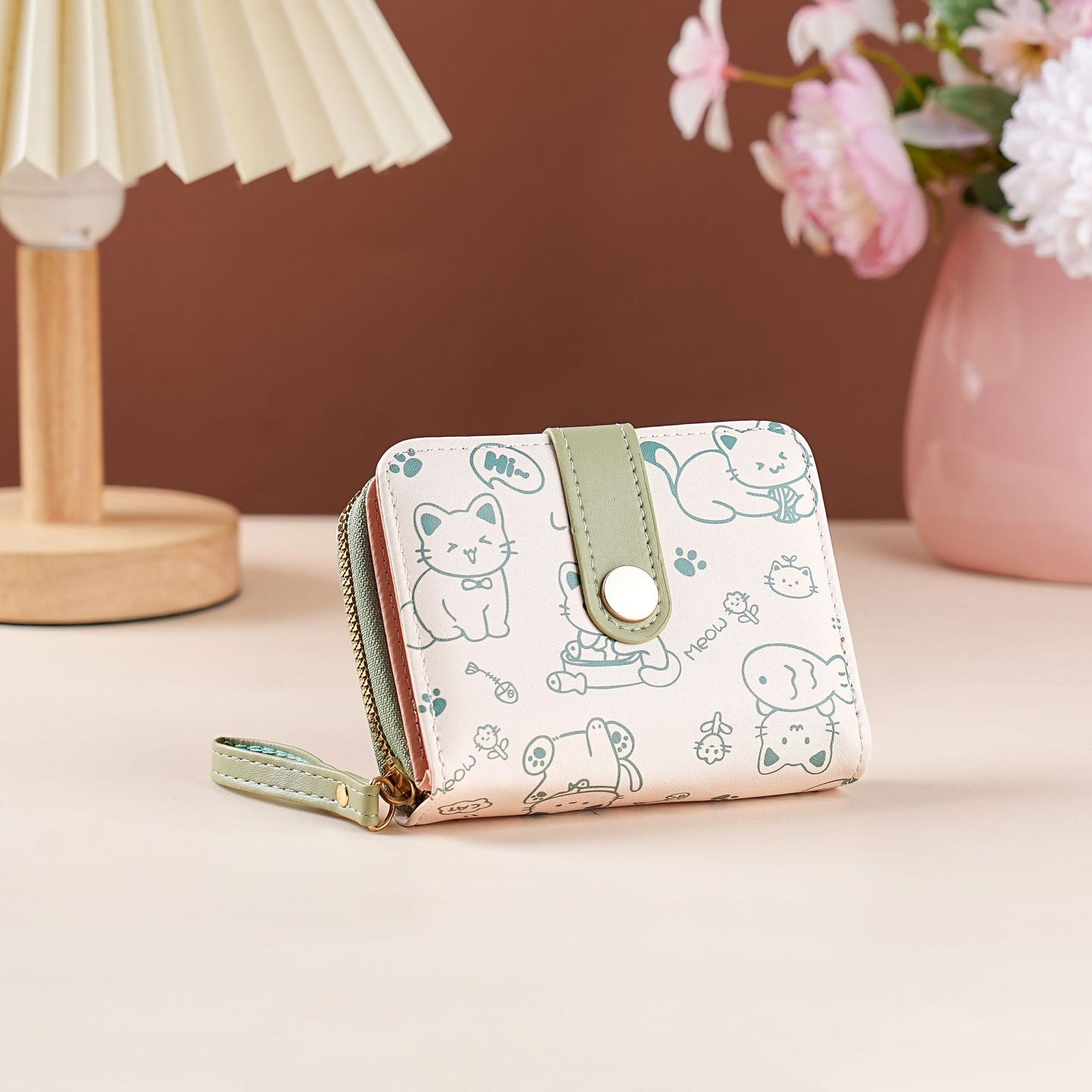 New Simple Cute Refreshing Flower Student Wallet Korean Style Fashion Short Pu Wallets for Women